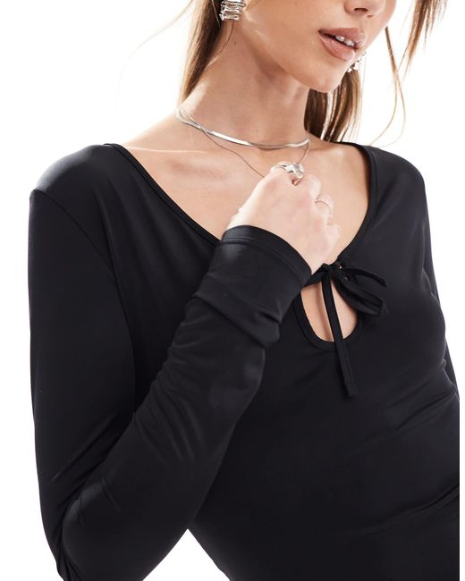 Pull&Bear Black – figurformendes langärmeliges minikleid aus polyamid