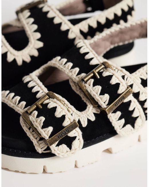 Mou Black Two Buckle Backstrap Sandals