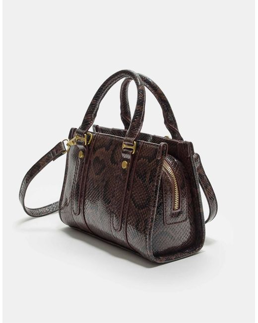 Stradivarius Brown – umhängetasche mit tierfellmuster