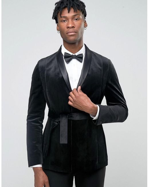 ASOS Skinny Smoking Jacket In Black Velvet for Men | Lyst Canada