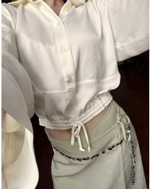 NA-KD Green X Marie Jedig Drawstring Detail Shirt