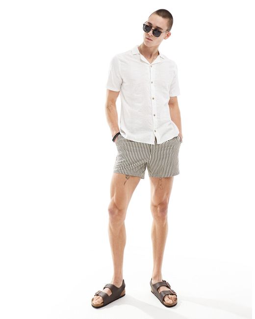 Chemise manches courtes à motif brodé Hollister pour homme en coloris White