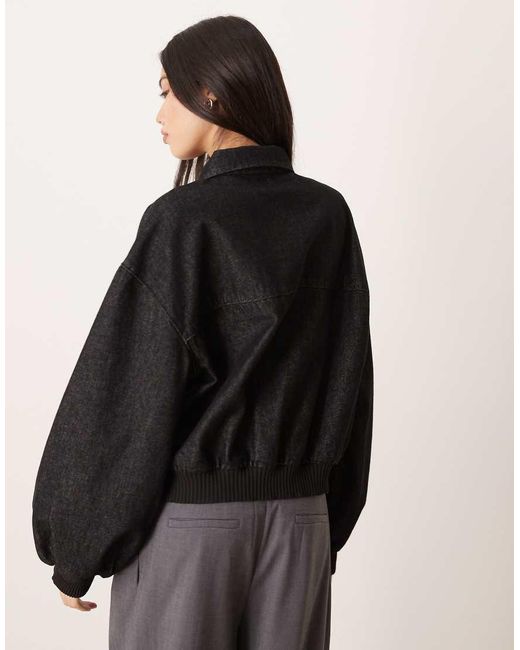 ASOS Black Oversized Denim Bomber Jacket
