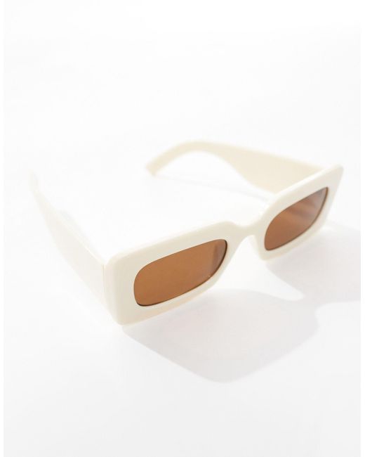 Monki Natural – rechteckige sonnenbrille mit breitem gestell