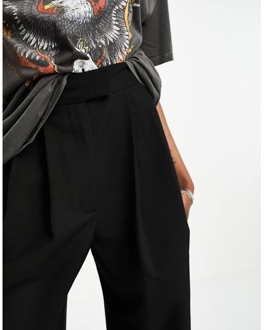 Pantalones De Sastre Negros De Pernera Ancha Con Pinzas De Asos Design Tall ASOS de color Black