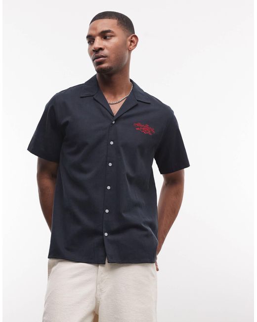 Alma de Ace Men's Blue Logo Shirt With Chest Embroidery