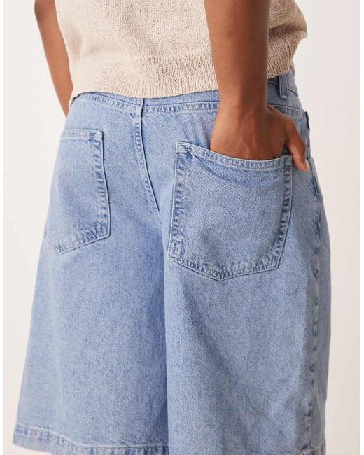 ASOS Denim Jorts Met Lange Lengte in het Blue voor heren
