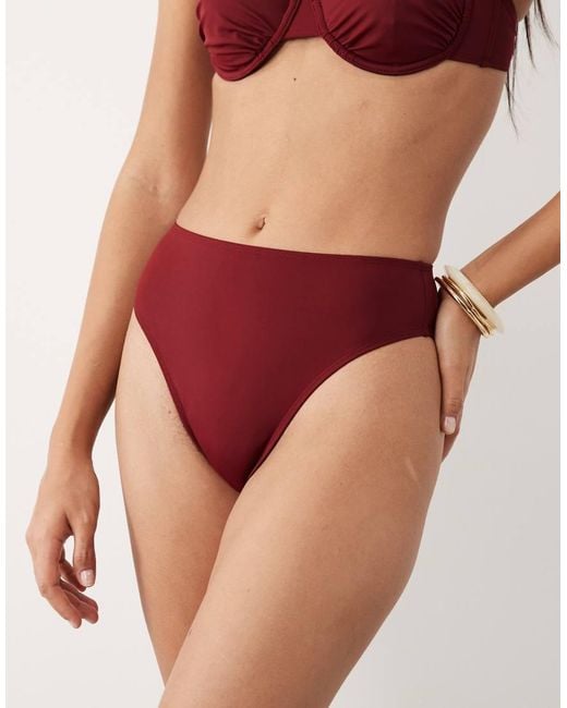 ASOS Red Martina Azores High Leg High Waist Bikini Bottom