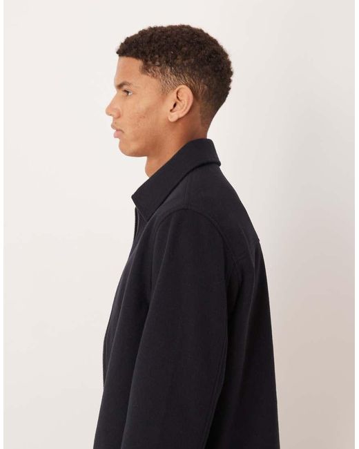 Mango Black Zip Through Harrington Jacket for men