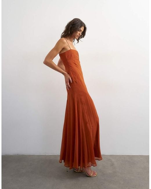 TOPSHOP White Pintucked Bust Chiffon Maxi Dress