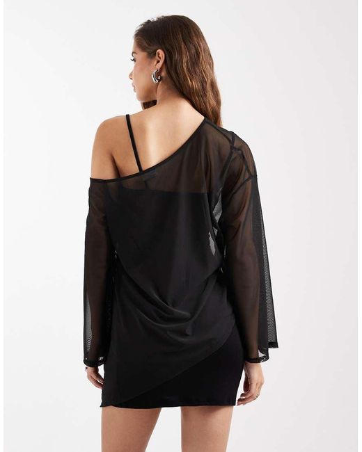 ASOS Black Cape Overlay Mini Dress