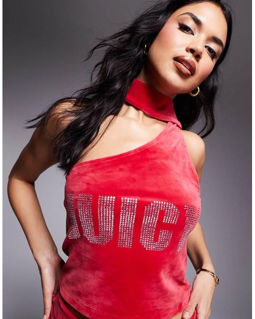Top Rojo Asimétrico Con Logo De Strass De (Parte De Un Conjunto) Juicy Couture de color Red
