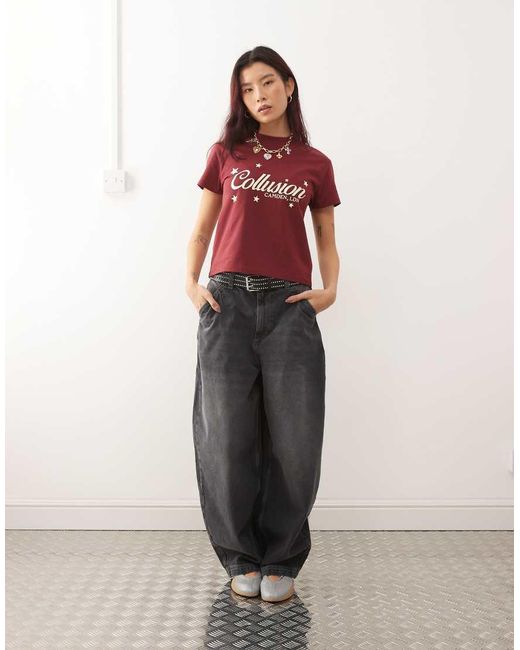 Collusion Red Star Graphic Shrunken Tee