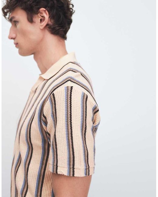 Blend Brown 100% Cotton Regular Fit Knit Open Collar Polo for men