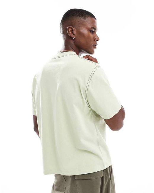 ASOS Recht Ruimvallend T-Shirt Van 220Gsm Zware Stof Met Tekstborduursel in het White voor heren