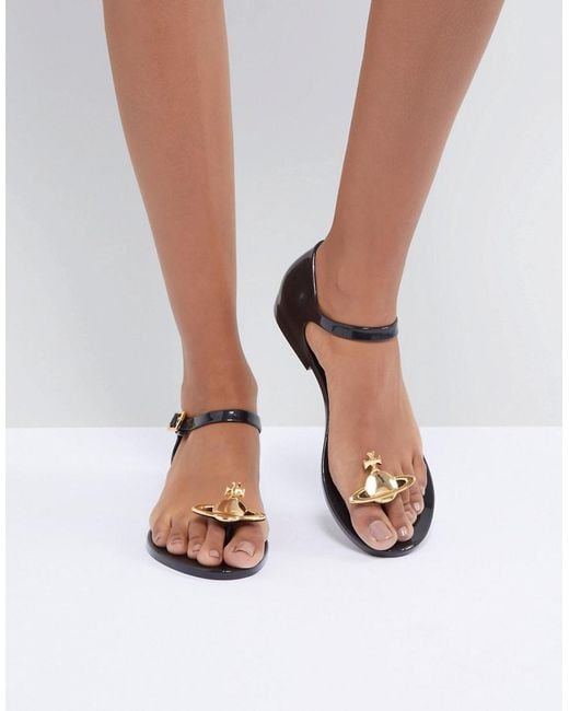 Melissa + Vivienne Westwood Anglomania Honey Black Orb Flat Sandals | Lyst