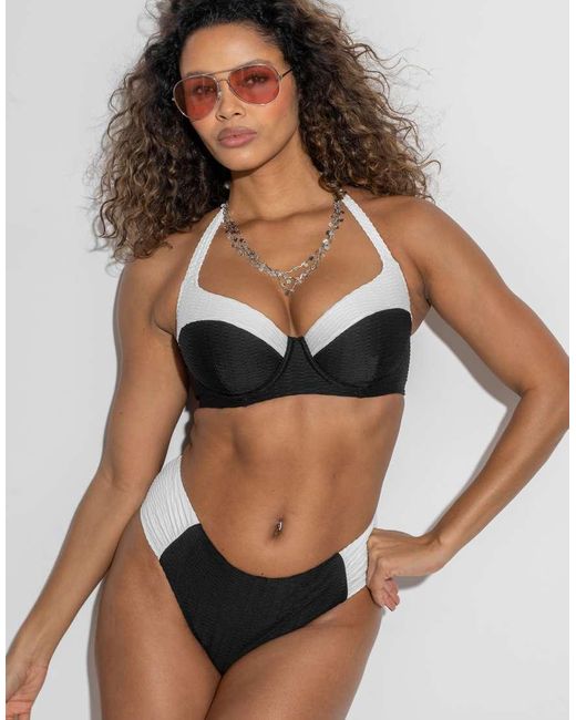 Pour Moi Black Acapulco Textured Tab Side Brief