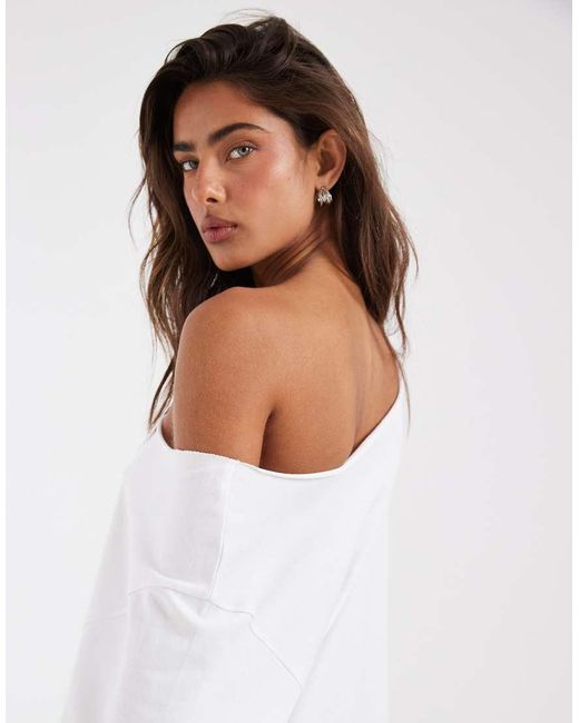ASOS White Slouchy Off Shoulder Oversized Tee