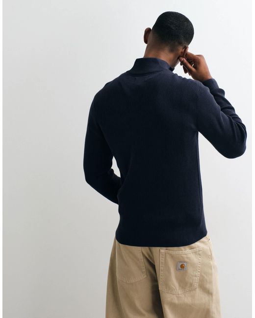 Pull en maille à col zippé quart Blend pour homme en coloris Blue