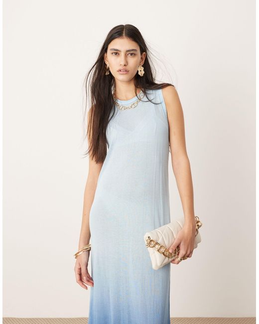ASOS Blue Knitted Sleeveless Maxi Column Dress