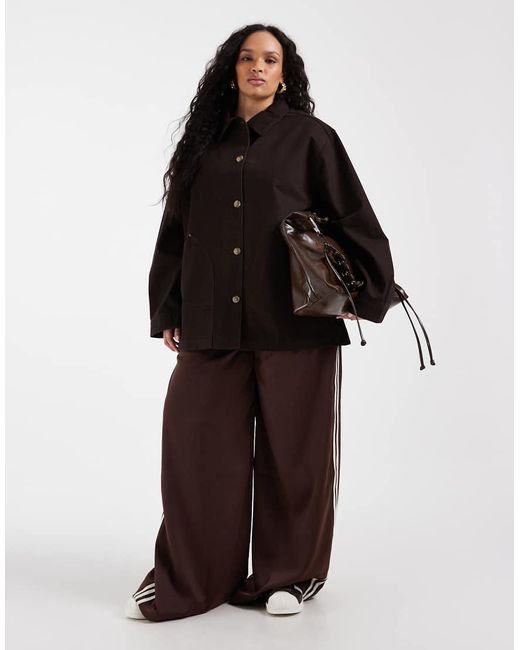 ASOS Black Asos Design Curve Oversized Cotton Harrington Jacket