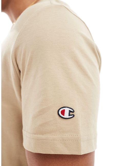 T-shirt avec logo sur la poitrine - taupe Champion pour homme en coloris Natural