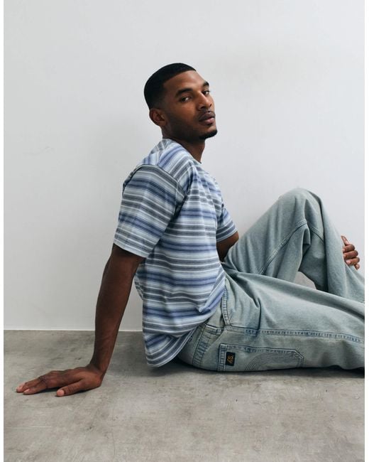 Pull ample à manches courtes rayé clair Vans pour homme en coloris Blue