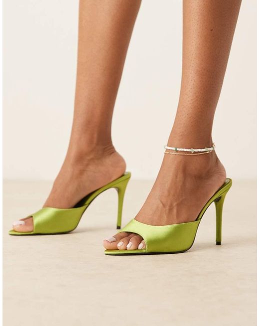 Mango Green Satin Open Back Heel
