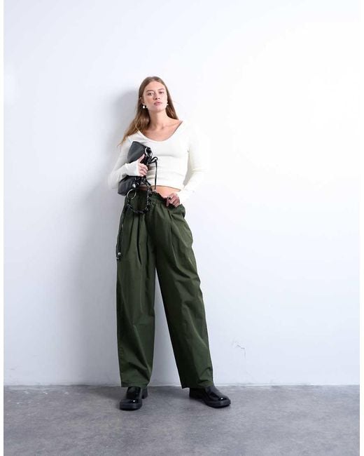 TOPSHOP White Pleated Balloon jogger With Elasticated Waist
