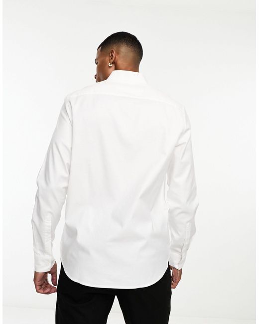 ASOS DESIGN Premium slim fit sateen shirt with mandarin collar in white