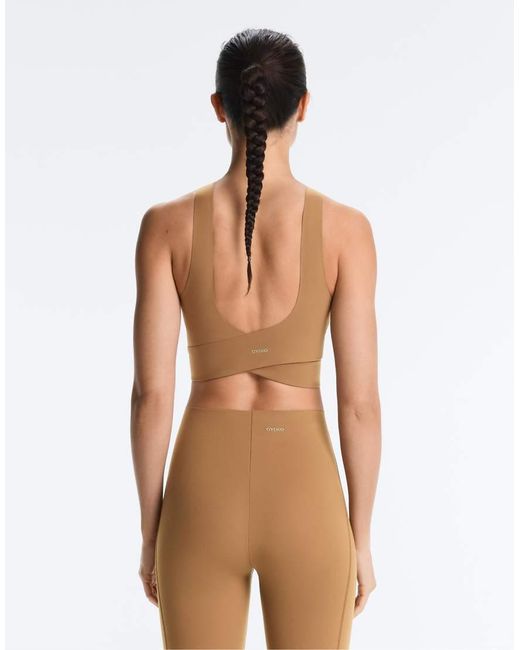 Oysho Brown Light Touch Crossover Back Tank Top