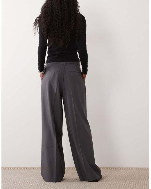 Gina Tricot Gray Mid Waist Tailored Belted Trousers