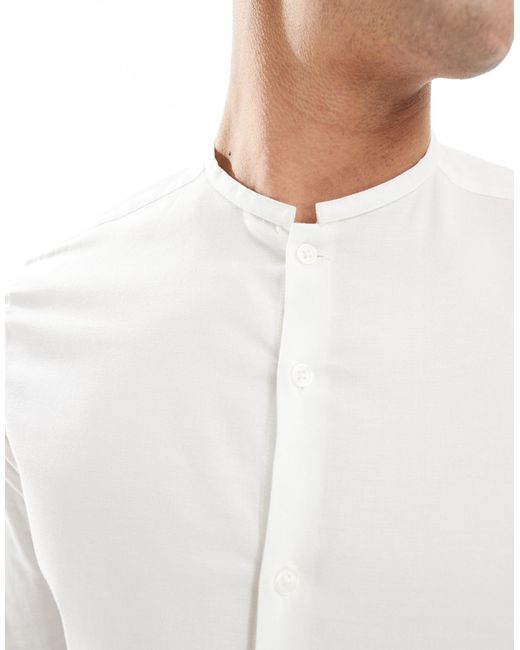 ASOS White Smart Shirt With Grandad Collar for men