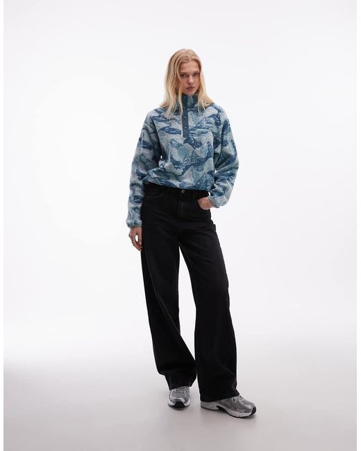 Columbia Blue Helvetia Ii Printed Cropped Half Snap Fleece