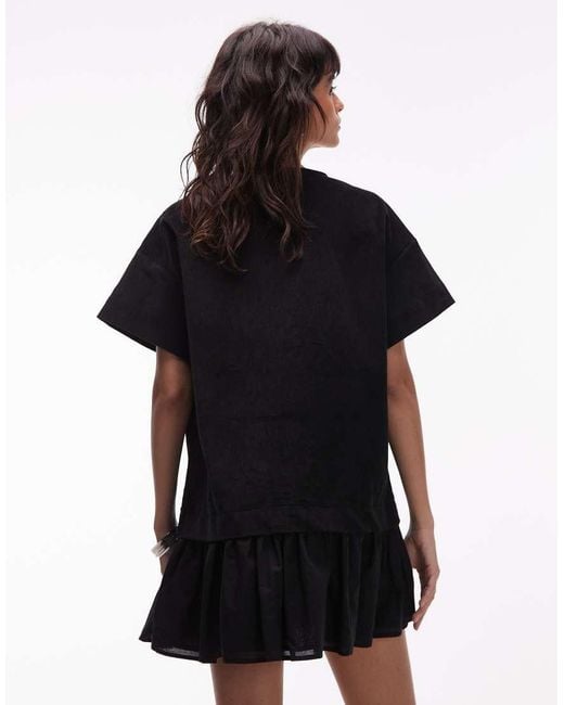 ASOS Black Cord Hybrid T-shirt Mini Dress