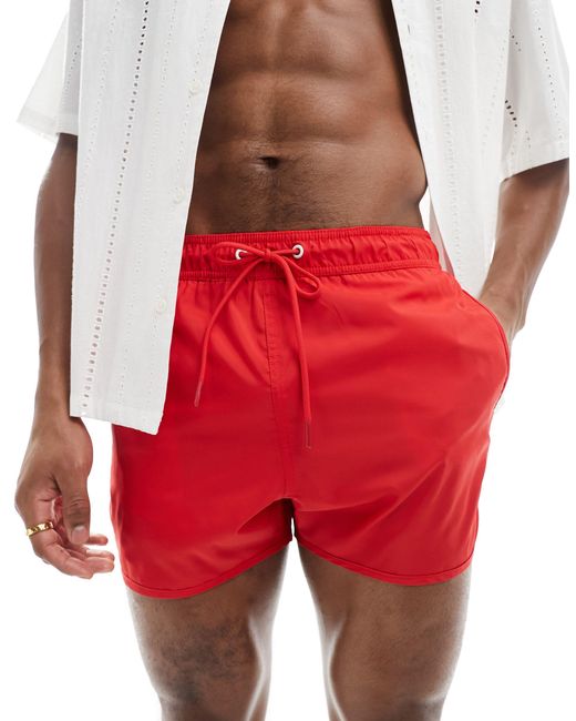 Bershka Red Basic Swimshort for men