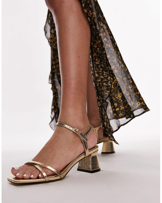 TOPSHOP Brown Iona Strappy Block Heeled Sandal