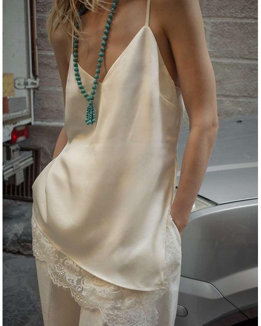 NA-KD Natural Slit Detail Lace Singlet