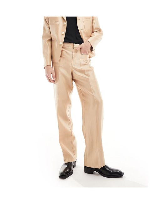ASOS White Straight Safari Suit Trouser for men