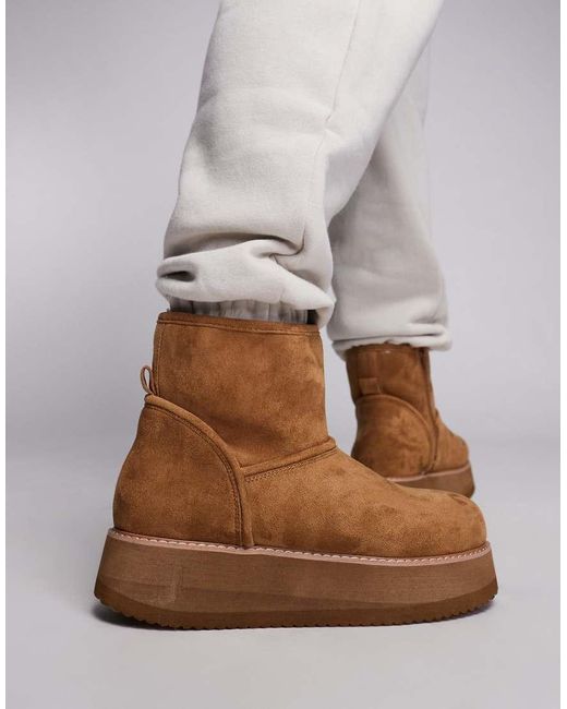 ASOS Laarzen Van Imitatiesuède Zonder Sluiting En Met Dikke Zool in het Brown voor heren