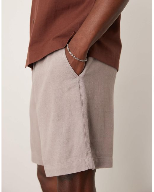 ASOS Natural baggy Fit Pull On Linen Rich Short for men