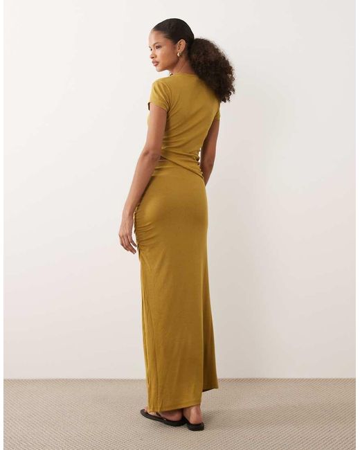 ASOS White Light Rib Cut Out Midi Dress