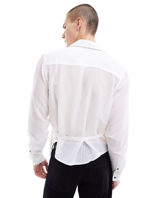 ASOS White Relaxed Wrap Shirt for men