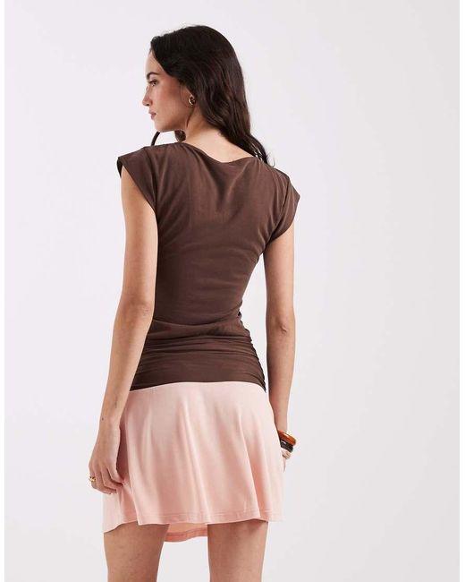 laagam Red Fiora Slinky Contrast Mini Dress