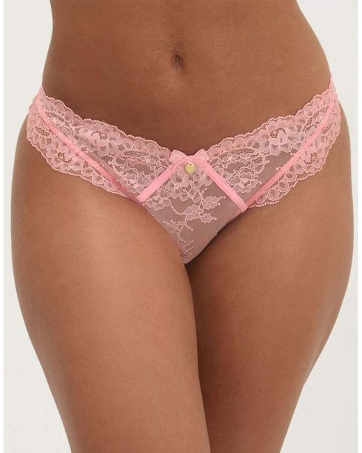Boux Avenue Pink Elsbeth Lace Briefs Floral Lace High Leg Underwear