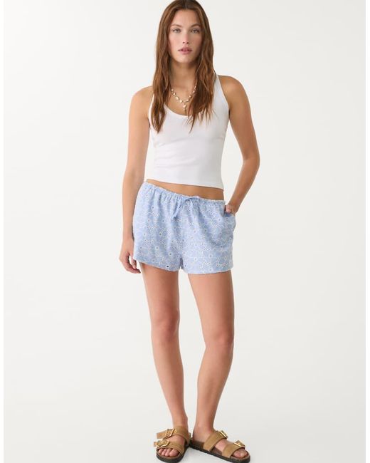 Stradivarius Blue Shorts With Contrast Embroidery