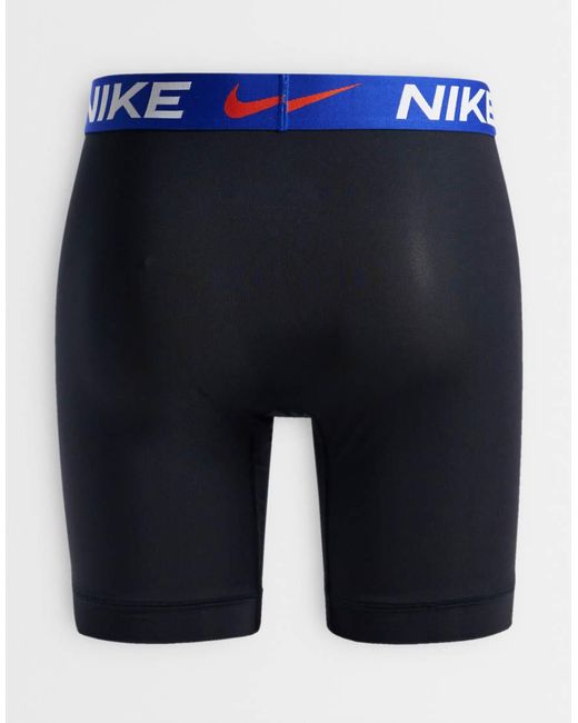 Nike Essential Micro 3 Pack Long Boxer Briefs With Blue/orange/green Waistbands for men