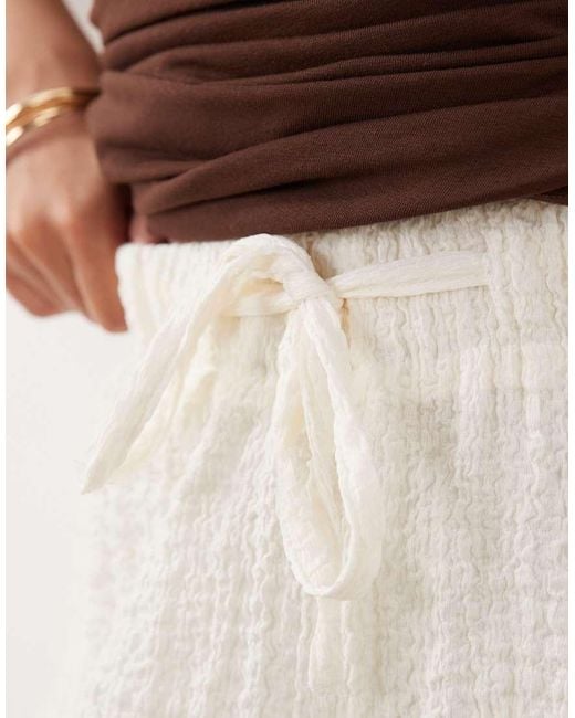 JDY Petite White Textured Semi-sheer Pants