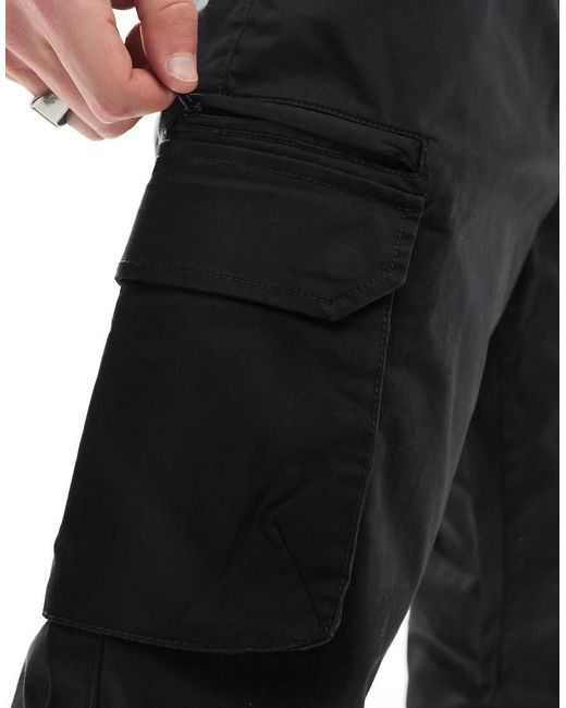 River Island Black Greco Cargo Pants for men