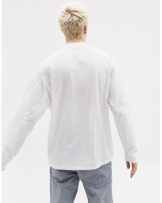 ASOS Cotton Oversized Turtle Neck T-shirt With Long Sleeves In White for Men - Lyst